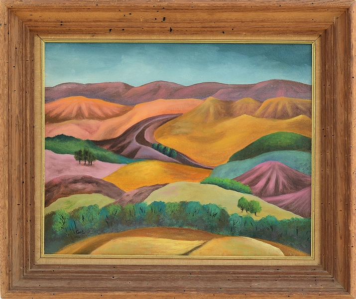 ATTRIBUTED TO OLGA COSTA (MEXICAN/AMERICAN, 1913-1993) MOUNTAINOUS LANDSCAPE WITH DESERT AND TREES                                                                                                      