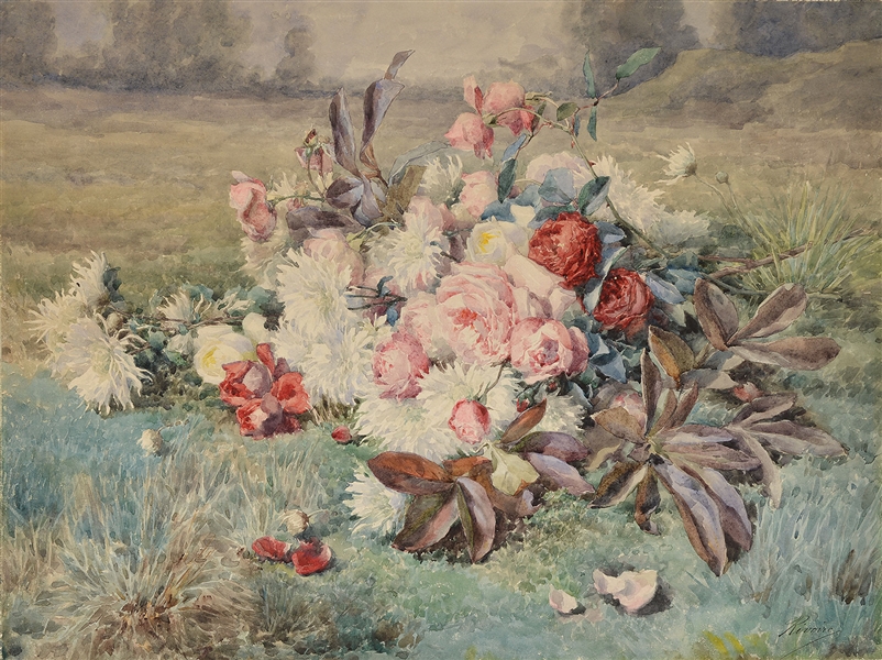 FRANCOIS RIVOIRE (FRENCH, 1842-1919) "FLOWERS".                                                                                                                                                         