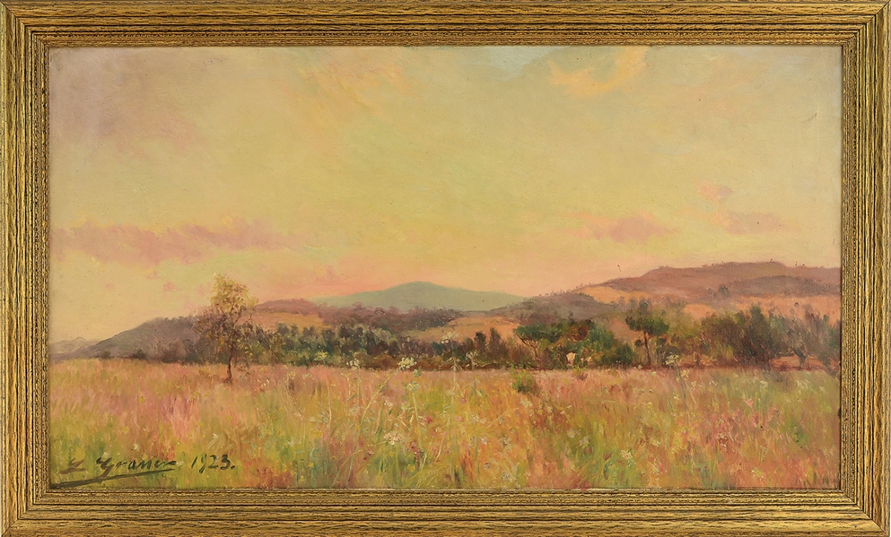 LUIS GRANER Y ARRUFI (SPANISH/AMERICAN, 1863-1929) MEADOW AT SUNSET                                                                                                                                     