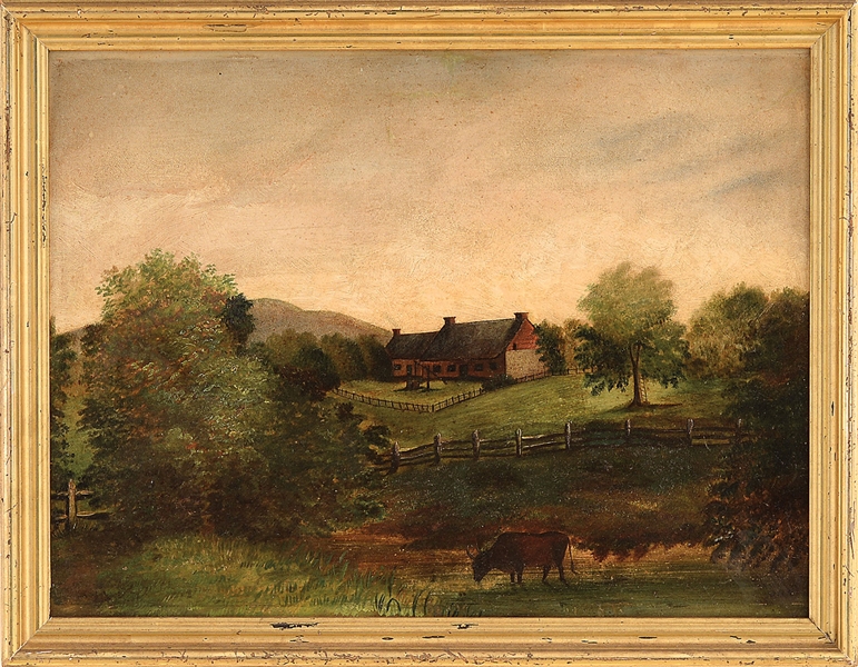 INITIALED J.H.L. AMERICAN SCHOOL (19TH CENTURY) GENTLEMANS FARM                                                                                                                                        