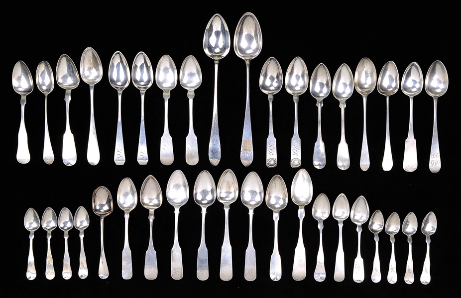 38 AMERICAN COIN SILVER SPOONS.                                                                                                                                                                         