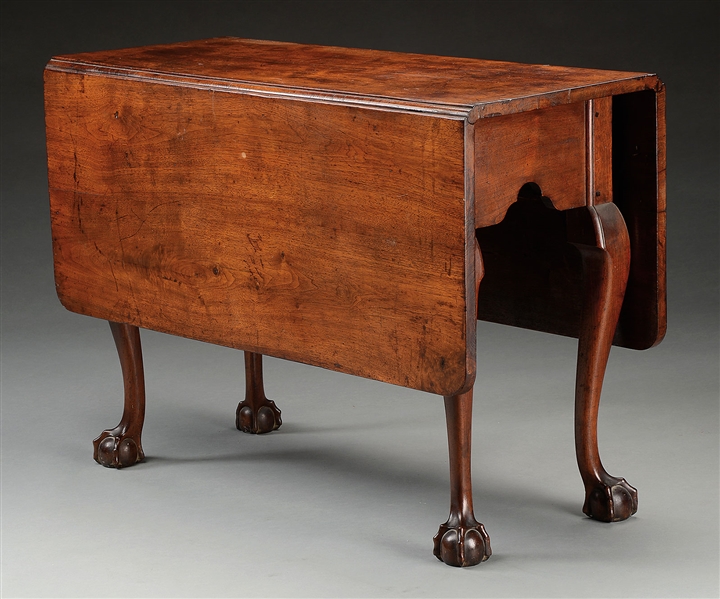 CHIPPENDALE WALNUT DROP LEAF TABLE.                                                                                                                                                                     