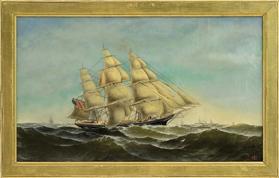 AMERICAN SCHOOL (19TH CENTURY) PORTRAIT OF THE CLIPPER SHIP "SWEEPSTAKES".                                                                                                                              