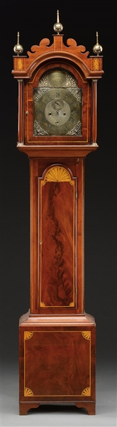 FEDERAL MAHOGANY CHIPPENDALE TALL CASE CLOCK.                                                                                                                                                           