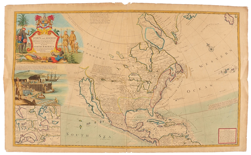 "COD FISH" MAP OF NORTH AMERICA BY HERMAN MOLL, 1719.                                                                                                                                                   