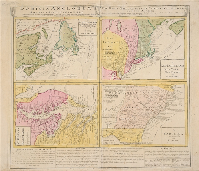 GROUP OF FIVE EUROPEAN MAPS OF NORTH AMERICA.                                                                                                                                                           