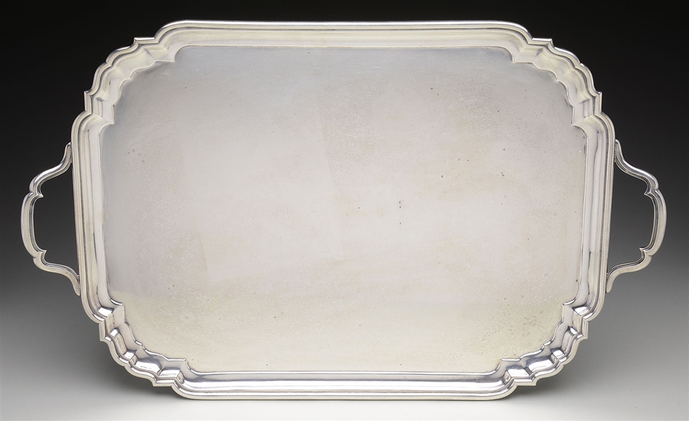 STERLING SILVER SERVING TRAY BY CURRIER & ROBY.                                                                                                                                                         