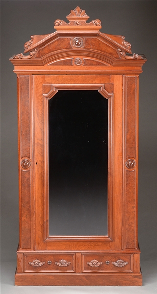 OUTSTANDING RENAISSANCE REVIVAL CARVED WALNUT ARMOIRE.                                                                                                                                                  