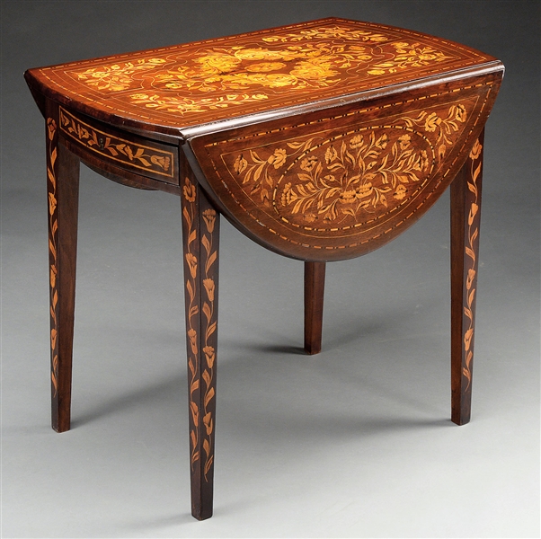 OUTSTANDING GEORGE III MARQUETRY PEMBROKE TABLE.                                                                                                                                                        