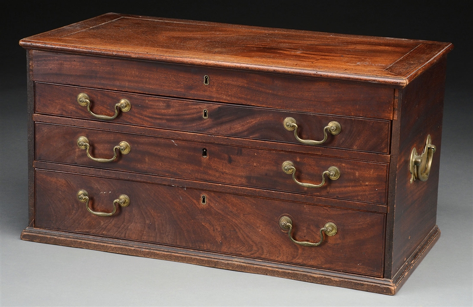 CHIPPENDALE MAHOGANY SILVER CHEST.                                                                                                                                                                      