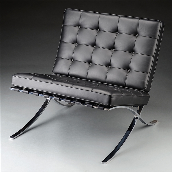 LUDWIG MIES VAN DER ROHE BARCELONA LEATHER CHAIR MODEL 250.                                                                                                                                             