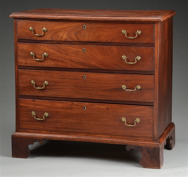 CHIPPENDALE MAHOGANY CHEST OF DRAWERS.                                                                                                                                                                  