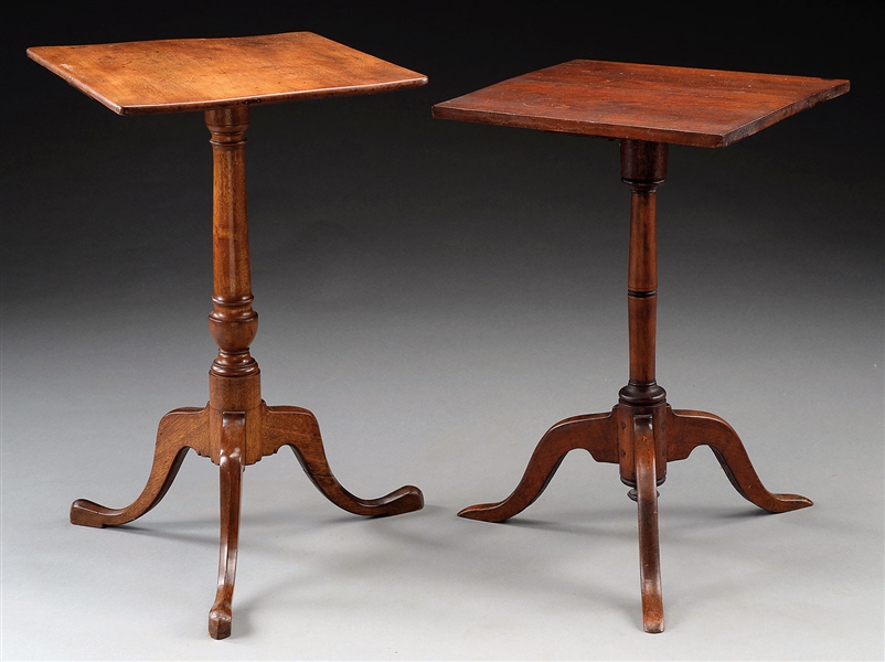 TWO QUEEN ANNE CANDLESTANDS.                                                                                                                                                                            