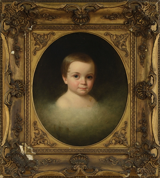FOLK ART PORTRAIT OF YOUNG CHILD BY WILLIAM HENRI BUR? (1849).                                                                                                                                          