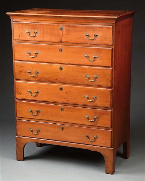 CHIPPENDALE CHERRY TALL CHEST.                                                                                                                                                                          