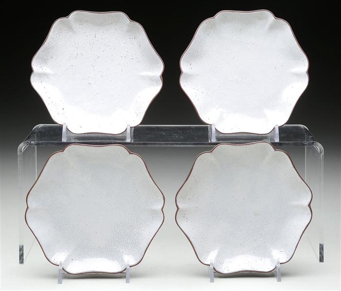 SET OF FOUR YIXING CLAY DISHES.                                                                                                                                                                         