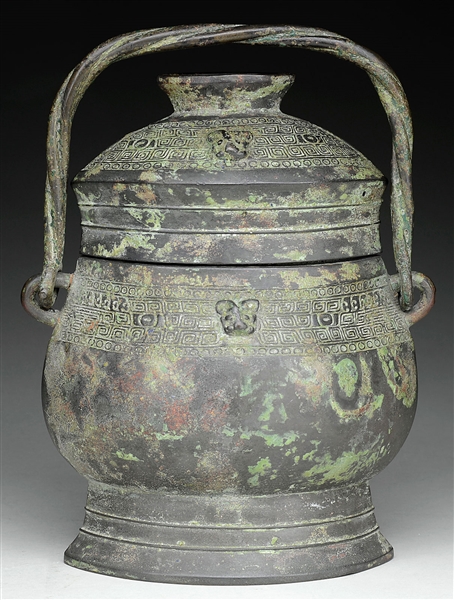 BRONZE COVERED WINE JAR.                                                                                                                                                                                