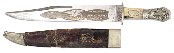 RARE AND MASSIVE HALF-HORSE HALF-ALLIGATOR "AMERICAN BOWIE KNIFE" CIRCA 1840.                                                                                                                           