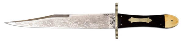 IVORY - SPECTACULAR WOODHEAD CALIFORNIA GOLD RUSH "AMERICAN BOWIE KNIFE".                                                                                                                               