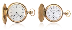 TWO WALTHAM 10KT GOLD POCKET WATCHES.                                                                                                                                                                   