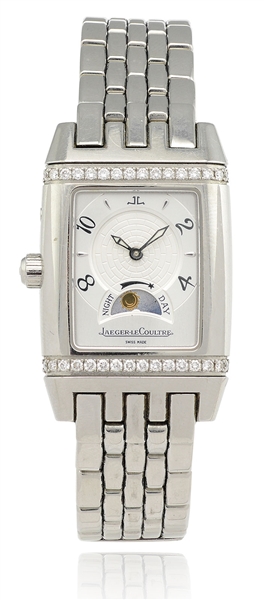 LADYS JAEGER LECOULTRE GRAN SPORT DUO REVERSO STAINLESS STEEL WATCH.                                                                                                                                  