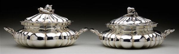 PAIR OF SILVER COVERED DISHES.                                                                                                                                                                          