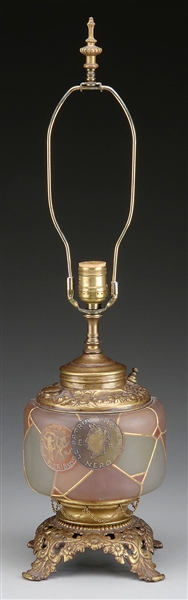 MT. WASHINGTON ROYAL FLEMISH ROMAN COIN LAMP.                                                                                                                                                           