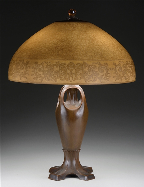 HANDEL BROWN MOSSERINE TABLE LAMP.                                                                                                                                                                      