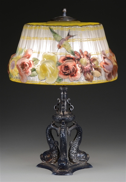 PAIRPOINT PUFFY HUMMINGBIRD TABLE LAMP.                                                                                                                                                                 