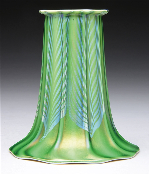 QUEZAL DECORATED ART GLASS SHADE.                                                                                                                                                                       