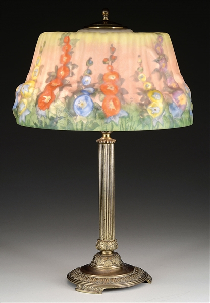 PAIRPOINT PUFFY HOLLYHOCK TABLE LAMP.                                                                                                                                                                   
