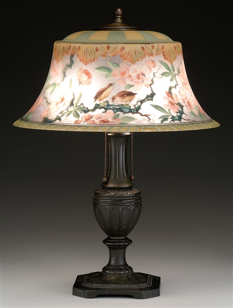 PAIRPOINT REVERSE PAINTED TABLE LAMP.                                                                                                                                                                   