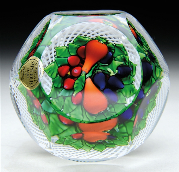 MODERN ST. LOUIS FACETED FRUIT PAPERWEIGHT.                                                                                                                                                             