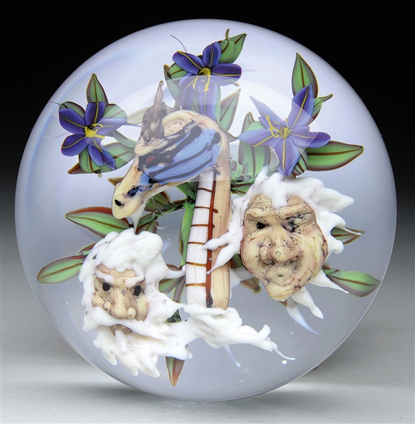 JIM DONOFRIO DRAGON & MYTHICAL FACES PAPERWEIGHT.                                                                                                                                                      