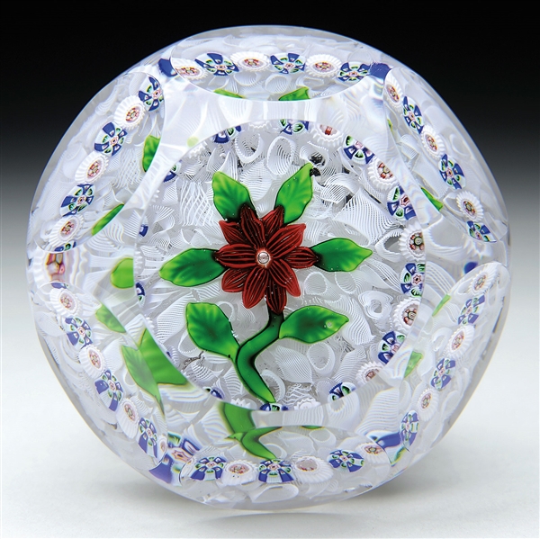 ANTIQUE BACCARAT RED CLEMATIS PAPERWEIGHT.                                                                                                                                                              