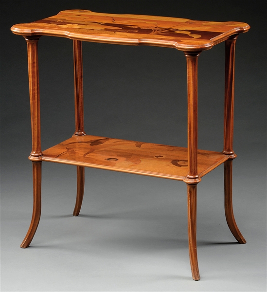GALLE ART NOUVEAU MARQUETRY OCCASIONAL TABLE.                                                                                                                                                           