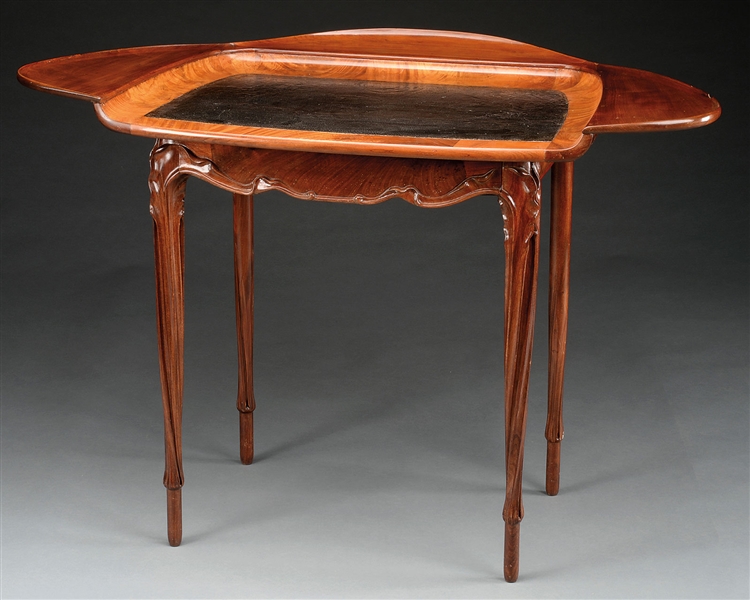 FINE ART NOUVEAU MAHOGANY WRITING DESK ATTRIBUTED TO EMILE ANDRE.                                                                                                                                       