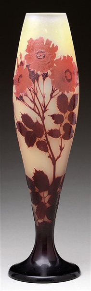 GALLE FLORAL CAMEO GLASS VASE.                                                                                                                                                                          