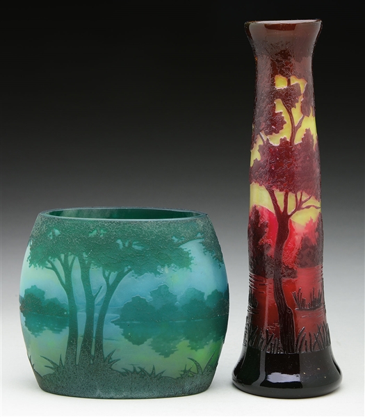 TWO CAMEO GLASS VASES.                                                                                                                                                                                  