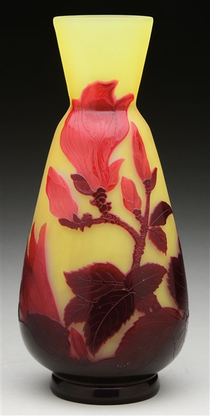 GALLE CAMEO GLASS VASE.                                                                                                                                                                                 