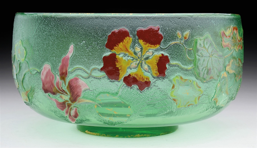 GALLE CAMEO & ENAMELED BOWL.                                                                                                                                                                            