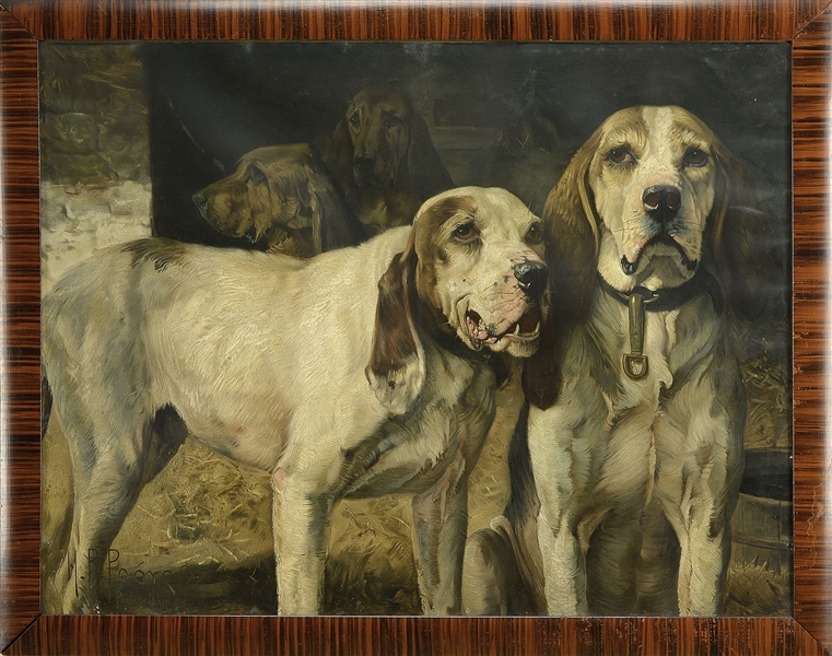 FANTASTIC ORIGINAL WINCHESTER "BEAR HOUNDS" ADVERTISING BY H.R. POORE                                                                                                                                   