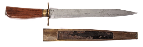 FINE ANTEBELLUM OR CONFEDERATE BRASS MOUNTED BOWIE KNIFE.                                                                                                                                               