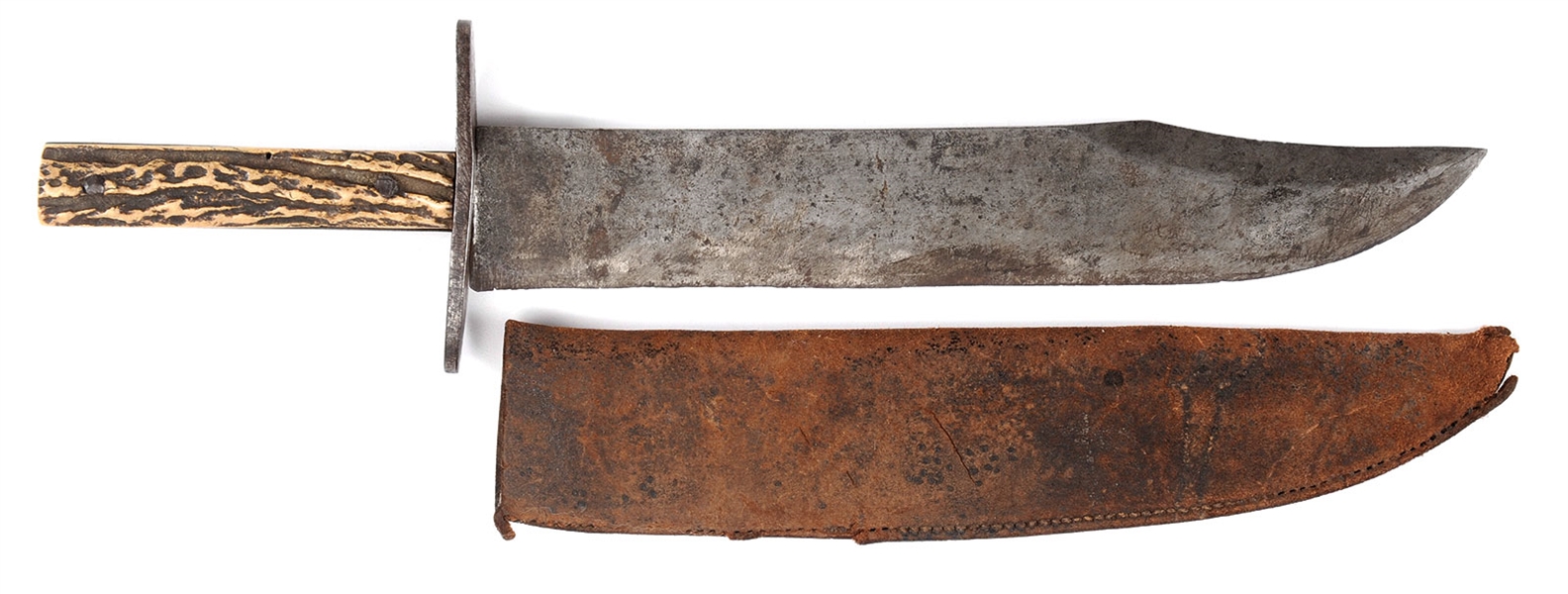 FINE LARGE CONFEDERATE SIDE KNIFE IN ORIGINAL SCABBARD FROM KENTUCKY ESTATE.                                                                                                                            