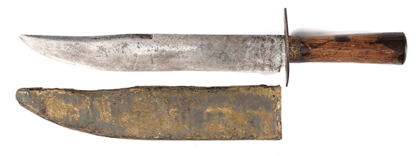 CONFEDERATE VIRGINIA-STYLE SIDE KNIFE WITH TIN SCABBARD.                                                                                                                                                
