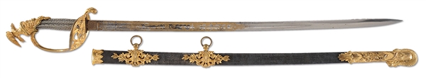 EXTREMELY RARE AND EXCEPTIONAL HIGH GRADE CIVIL WAR NON-REGULATION NAVAL OFFICERS SWORD.                                                                                                               