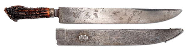 UNIQUE MASSIVE SIGNED SAMUEL BELL KNOXVILLE, TENNESSEE MADE "BOWIE" KNIFE.                                                                                                                              
