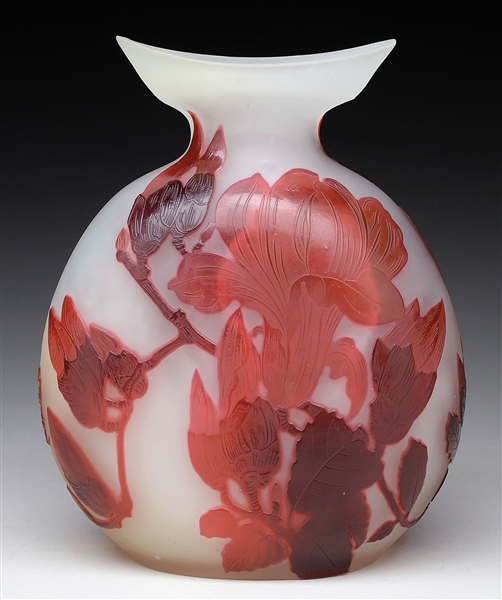 GALLE CAMEO GLASS VASE.                                                                                                                                                                                 