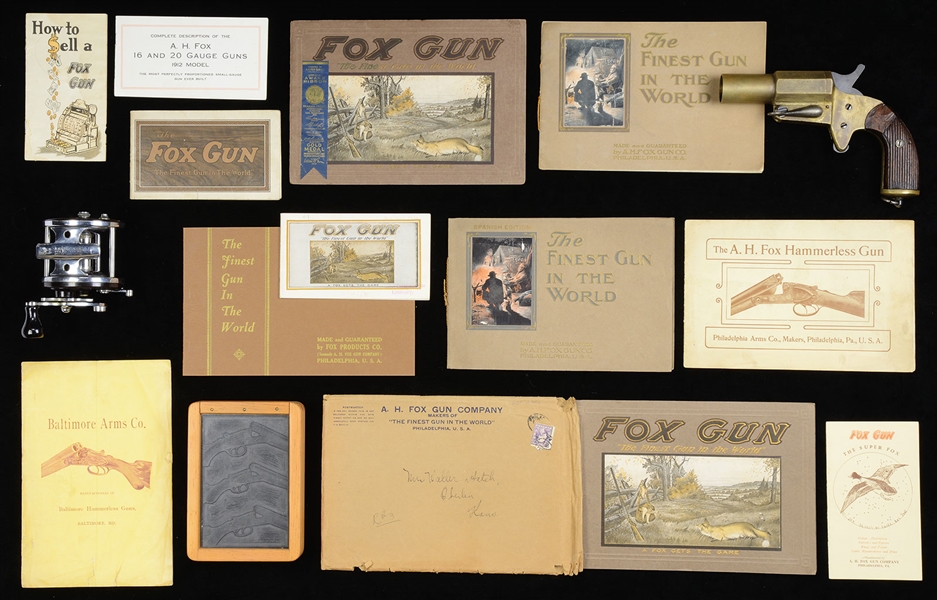 MOST IMPORTANT AND SPECTACULAR LOT OF A. H. FOX GUN COMPANY CATALOGS AND MARKETING MATERIAL EVER OFFERED AT AUCTION.                                                                                    