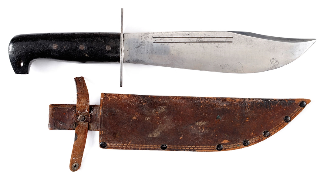 RARE AND FINE "WESTERN" WWII US AIR CORPS V-44 SURVIVAL KNIFE.                                                                                                                                          